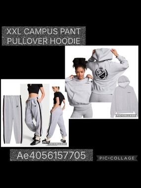 PINK Victoria’s Secret campus sweatpants Campus Pullover Hoodie grey dog logo